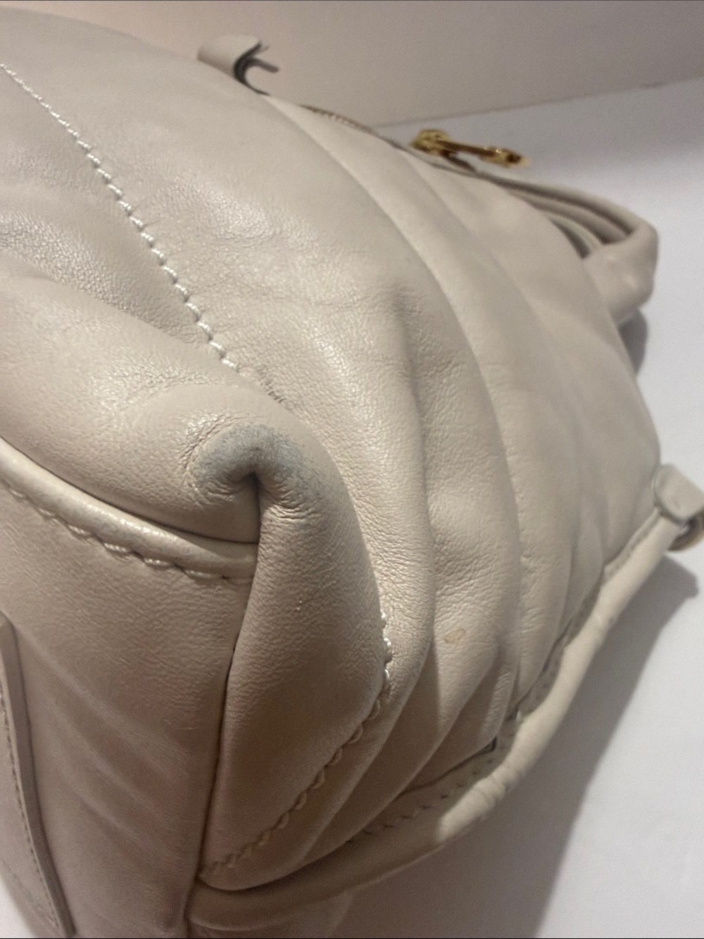 Moncler Amandine Borsa White Leather Puffer Satchel - Picture 12 of 15